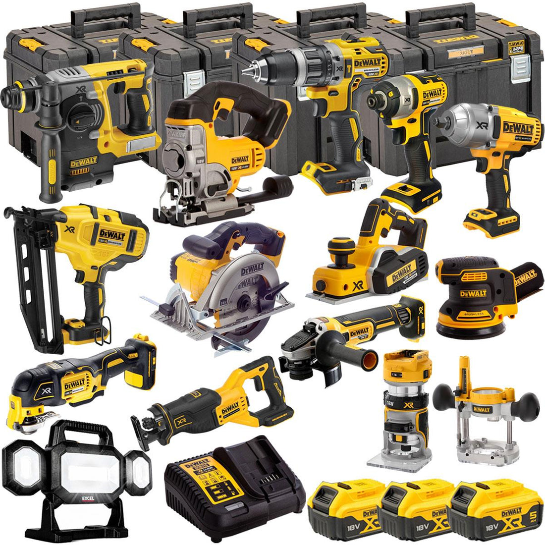 DEWALT 20V MAX XR 14 Tool Combo Kit with 3 x 5.0Ah Batteries – Cordless Power Tool Set (T4TKIT-4818)