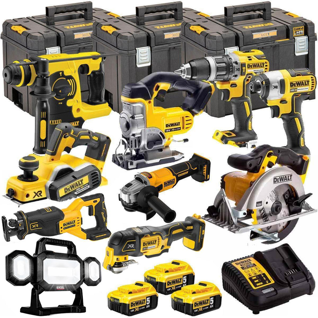 DEWALT 20V MAX XR 10 Tool Combo Kit with 3 x 5.0Ah Batteries & TSTAK Storage (DEWT4T10P4)