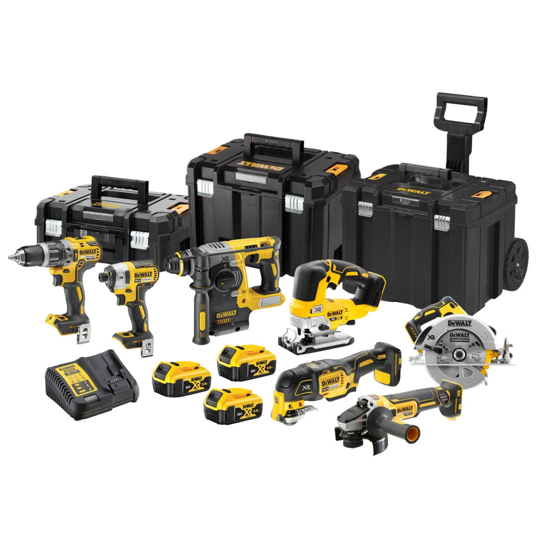 DEWALT 20V MAX XR 7 Tool Brushless Combo Kit with 3 x 5.0Ah Batteries, Charger & Toolbox (DCK755P3T)