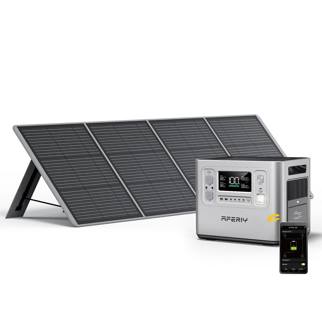 AFERIY 2400W 2048Wh Portable Power Station with 200W Solar Panel – LiFePO4 Solar Generator, 1.5 Hr Fast Charge