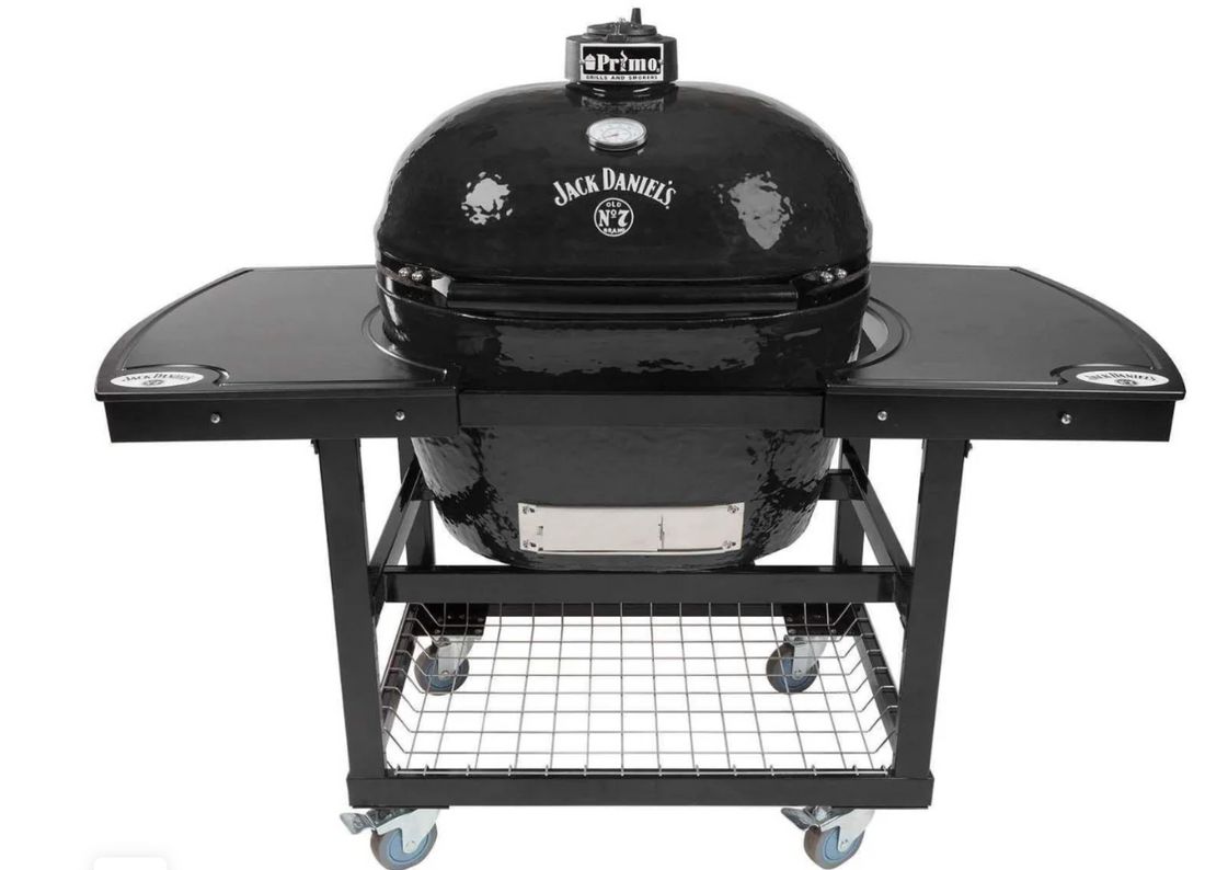 Primo Jack Daniel's Edition XL Oval Kamado Grill on Cart – Ceramic Charcoal Grill & Smoker (CXLHJ)