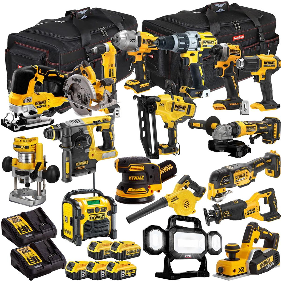 DEWALT 20V MAX XR 18 Tool Combo Kit with 5 Batteries & Charger – Cordless Power Tool Set (T4TKIT-1127)