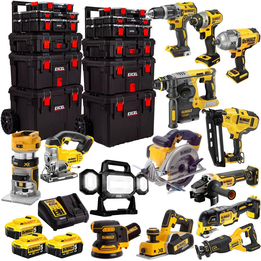 DEWALT 20V MAX XR 14 Tool Combo Kit with 3 x 5.0Ah Batteries & Rolling Toolbox – Cordless Power Tool Set