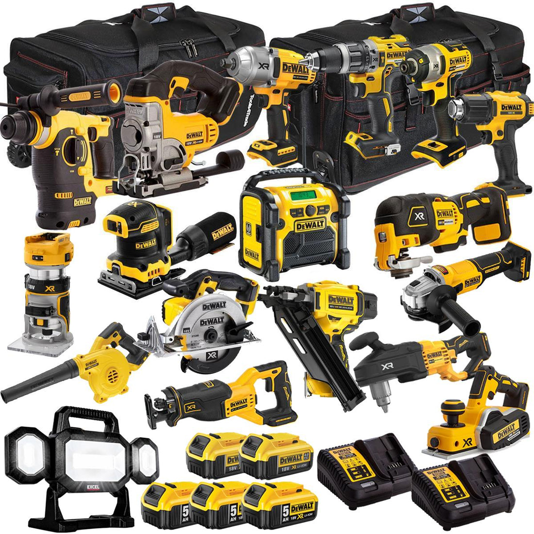 DEWALT 20V MAX XR 18 Tool Combo Kit with 5 Batteries & Charger – Cordless Power Tool Set (T4TKIT-1311)