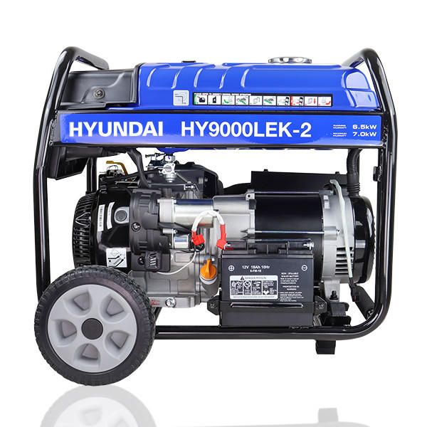 Hyundai HY9000LEK-2 7000W Gas Generator – Open Frame Electric Start Jobsite Generator with Wheel Kit