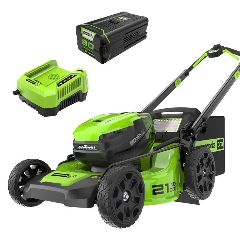 Greenworks Pro 21in 80V 80V Lithium-Ion Push Lawn Mower GEN 2 Auto Switch with 4.0Ah Battery &amp;amp; Charger