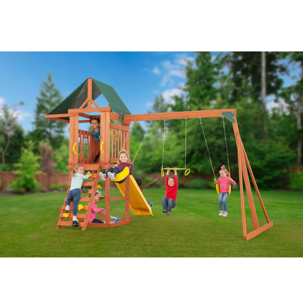 Creative Cedar Designs Cedar Cottage Wooden Swing Set 4.11m x 3.51m