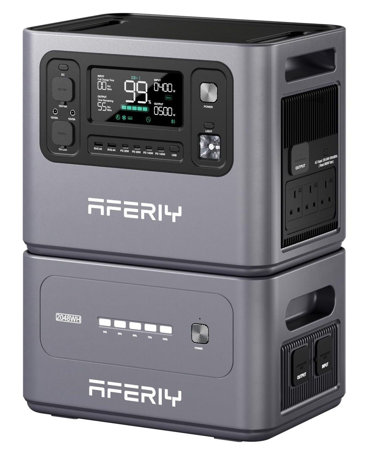 AFERIY P280 4096Wh Portable Power Station with Extra Battery – 2800W LiFePO4 Solar Generator for Home Backup