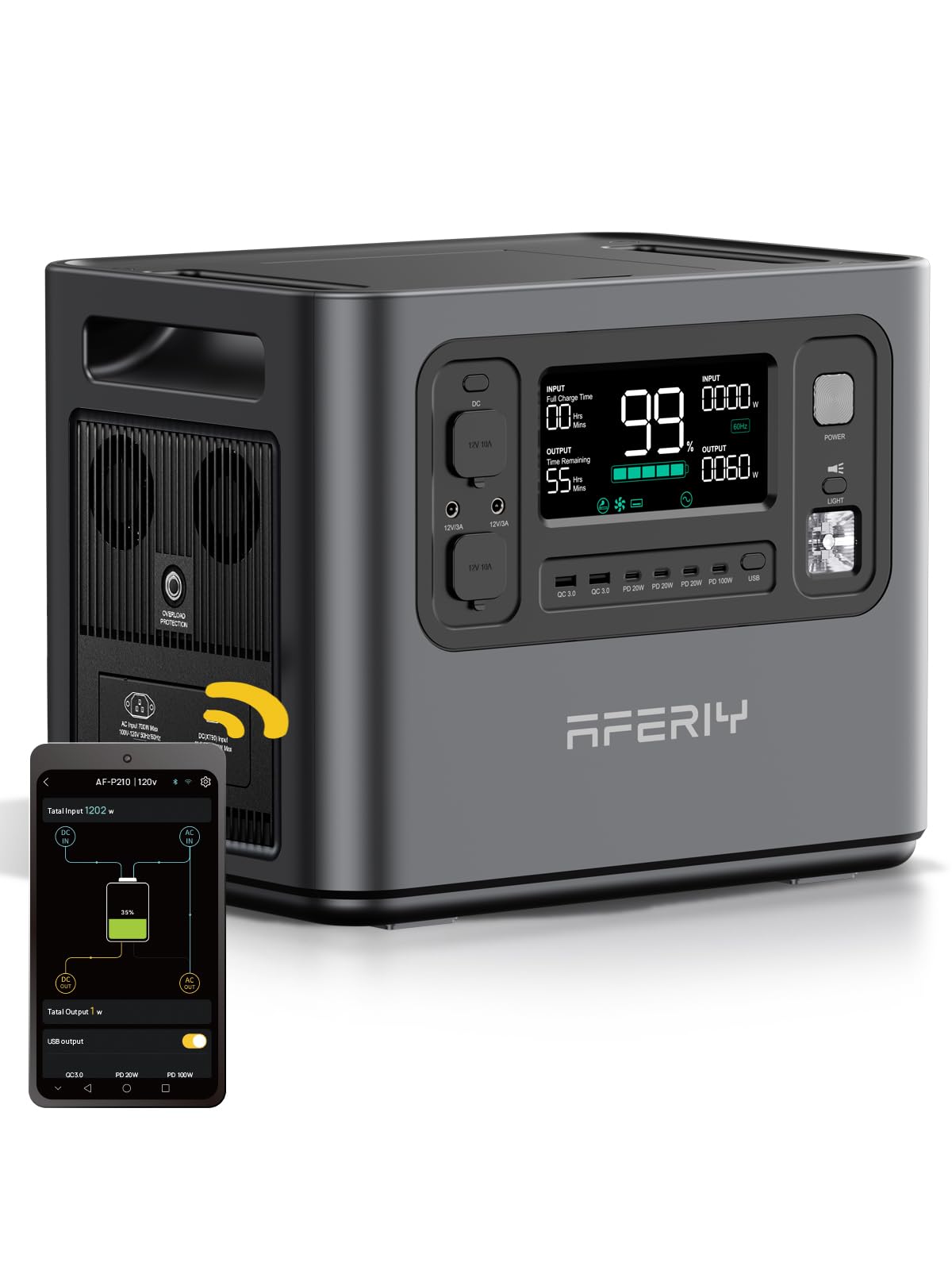 AFERIY P210 Solar Generator 2048Wh 2400W (4800W Peak) – LiFePO4 Portable Power Station for Home & RV