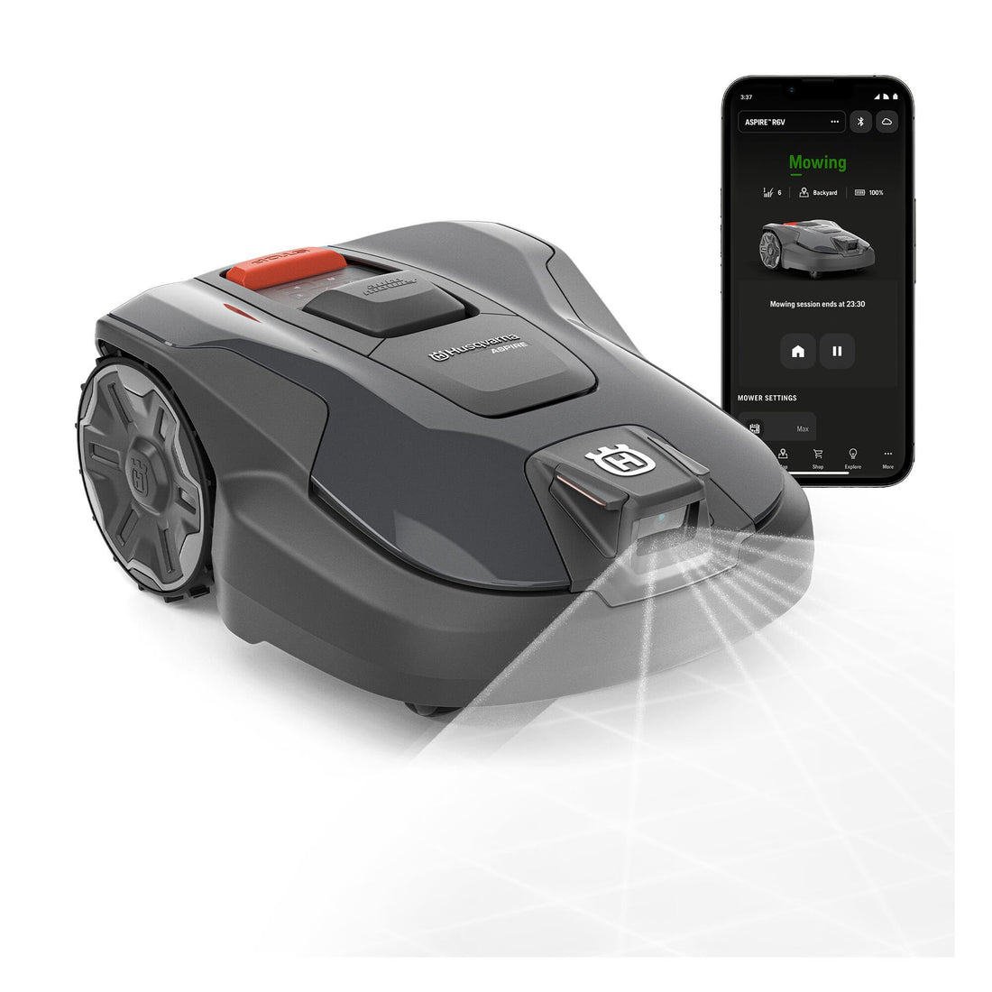Husqvarna Automower Aspire R6V Robot Lawn Mower – Wire-Free AI Vision, GPS, Wi-Fi App Control, 6,500 sq ft