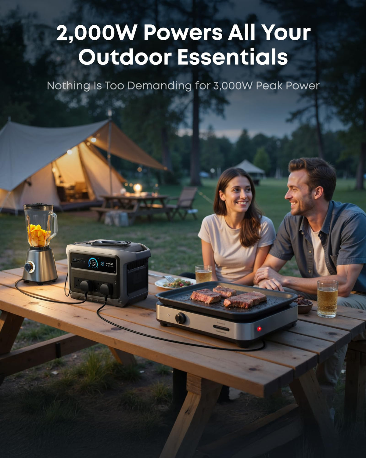 Anker SOLIX C1000 Gen 2 Portable Power Station 1024Wh 2000W – LiFePO4 Solar Generator with AC Charging Cable