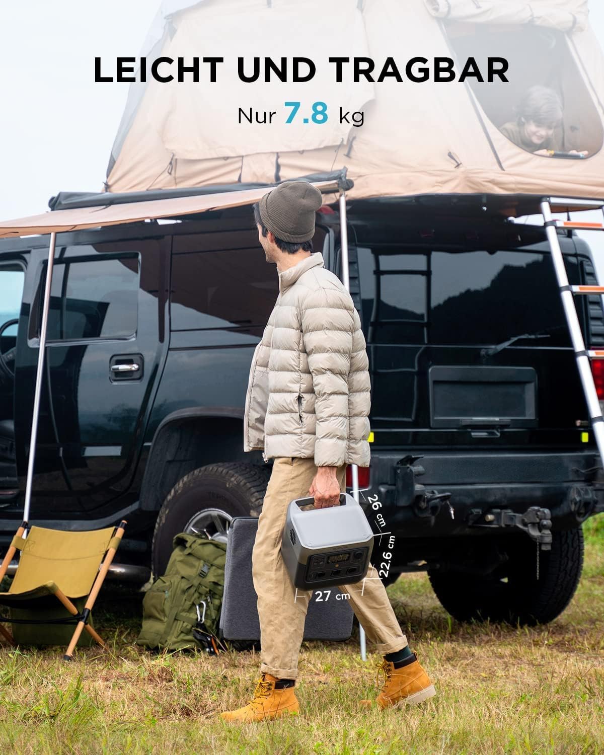 768Wh Portable Power Station 1600W Peak – LiFePO4 Solar Generator with 11 Outputs for Camping & RV