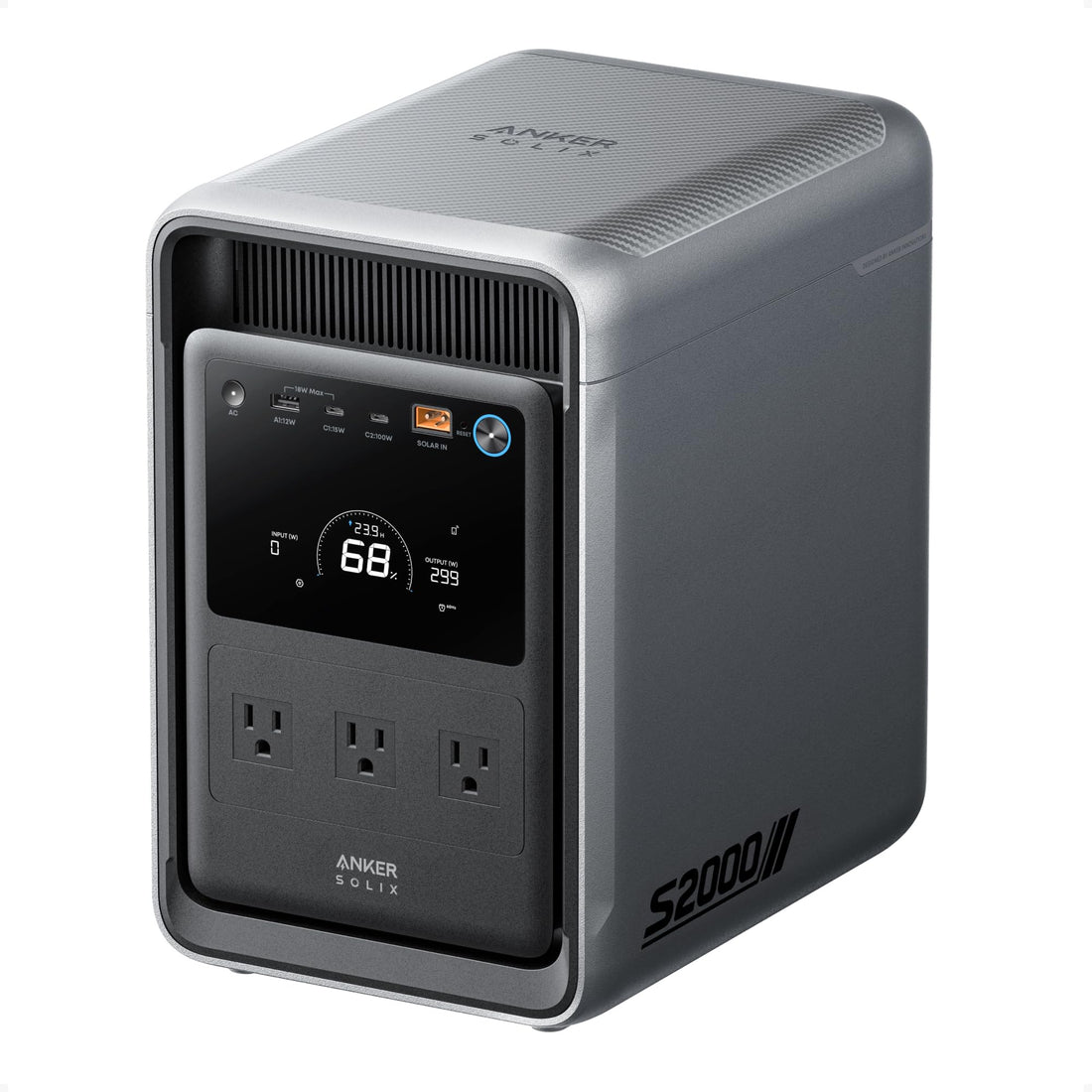 Anker SOLIX S2000 Portable Power Station 2010Wh 3000W Peak – LiFePO4 Home Backup Battery Generator