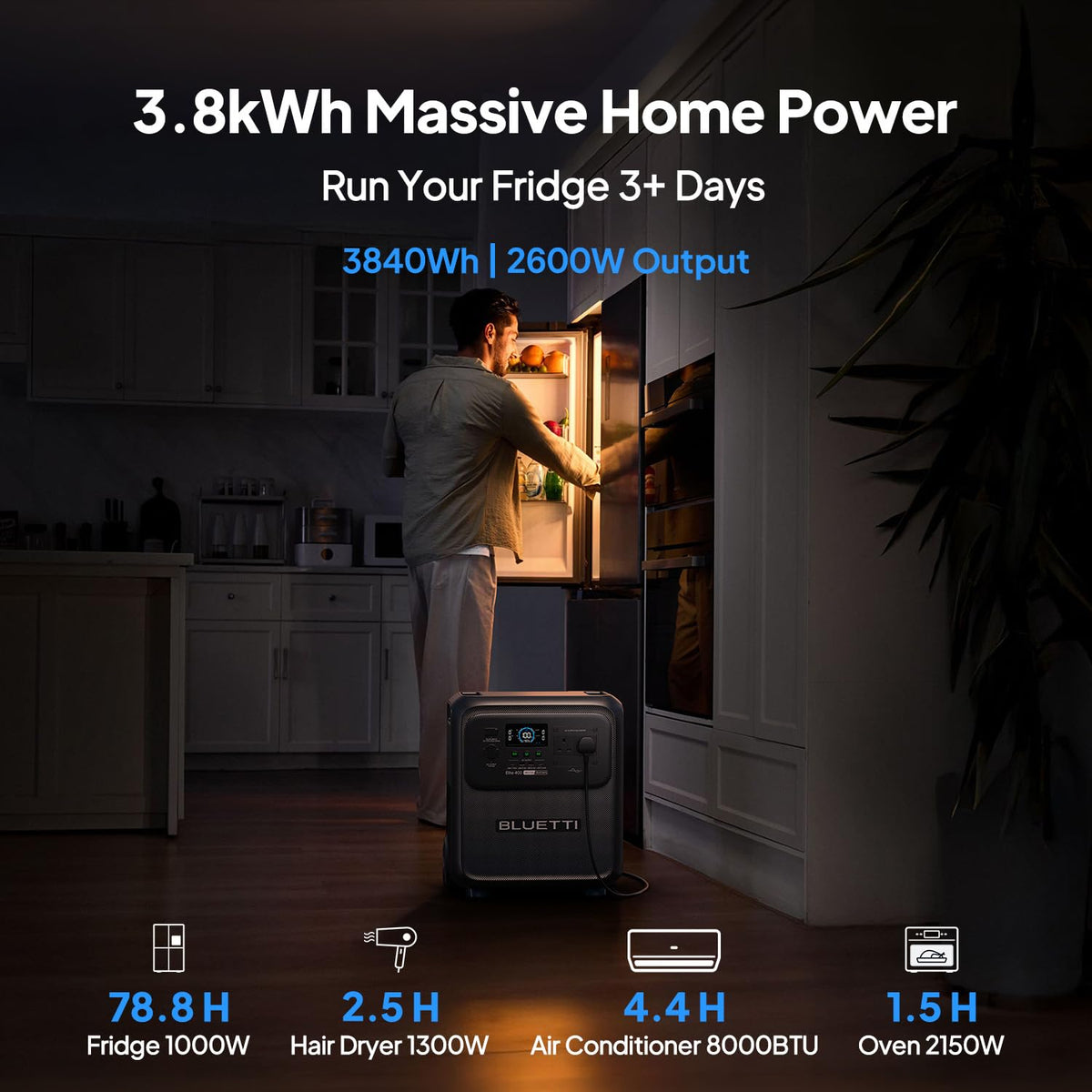 3840Wh Portable Power Station LiFePO4 – Solar Generator Battery Backup for Home, Camping & RV