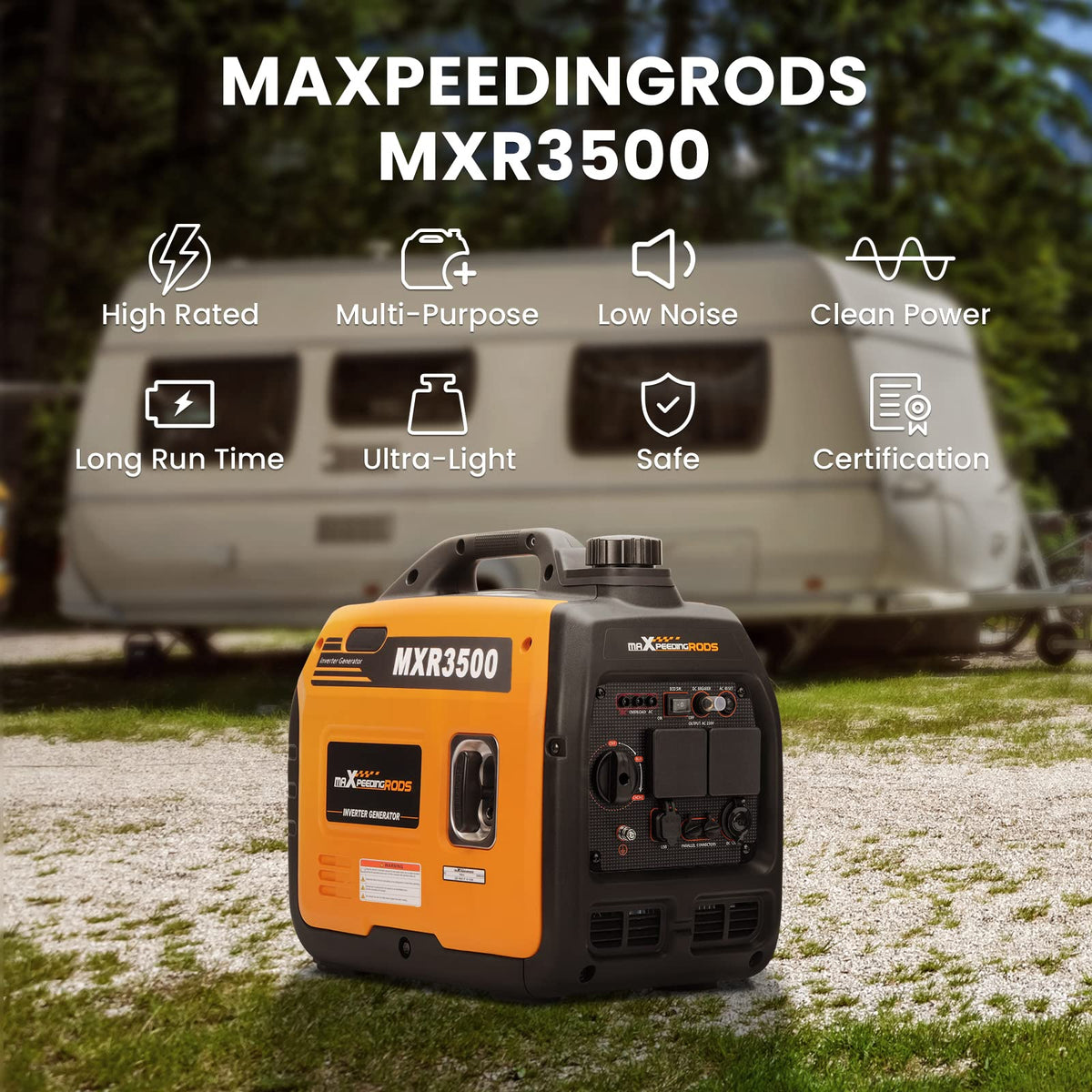 3300W Gas Inverter Generator – Portable Generator with Parallel Kit, 8 Hr Runtime