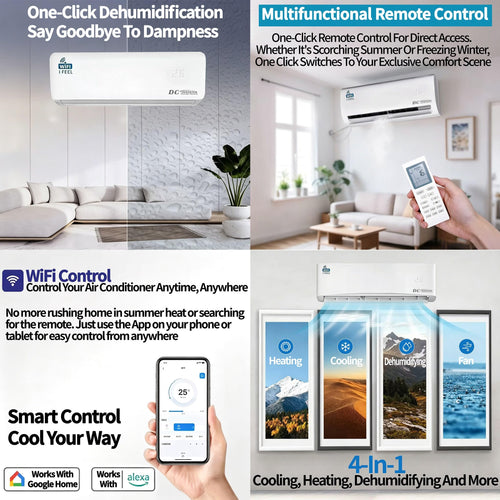 12000 BTU Ductless Mini Split Air Conditioner & Heat Pump – Wi-Fi, 5-in-1 AC, Heater, Dehumidifier, Install Kit