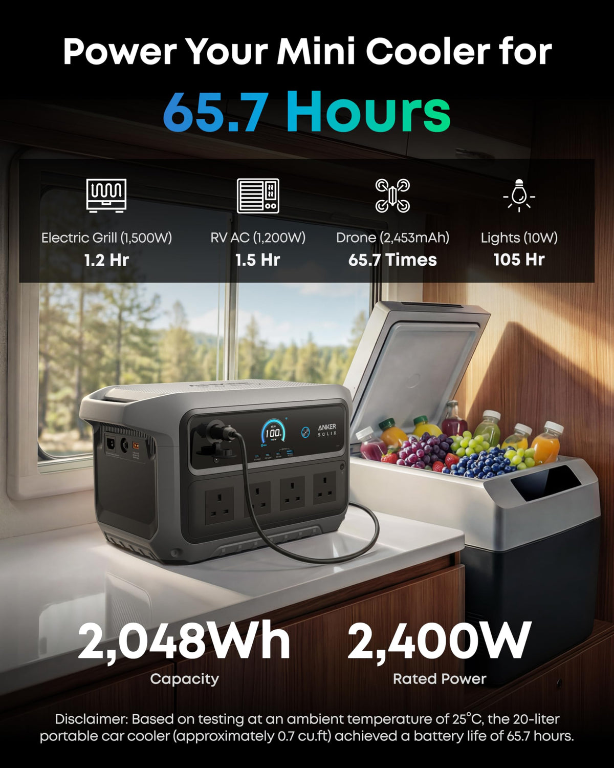 Anker SOLIX C2000 Gen 2 Portable Power Station 2048Wh 2400W – LiFePO4 Solar Generator with AC Charging Cable