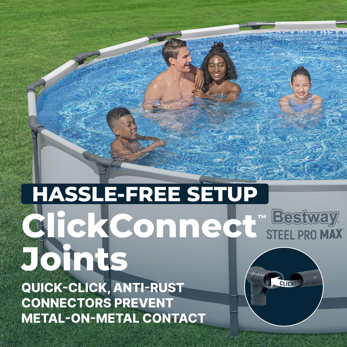 Bestway Steel Pro MAX 14 ft x 42 in Round Above Ground Pool Set – Metal Frame Swimming Pool with Filter Pump (56948E)