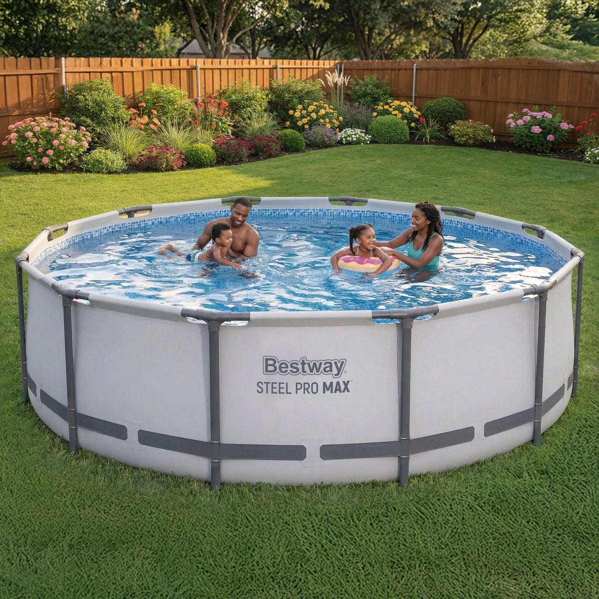 Bestway Steel Pro MAX 14 ft x 42 in Round Above Ground Pool Set – Metal Frame Swimming Pool with Filter Pump (56948E)