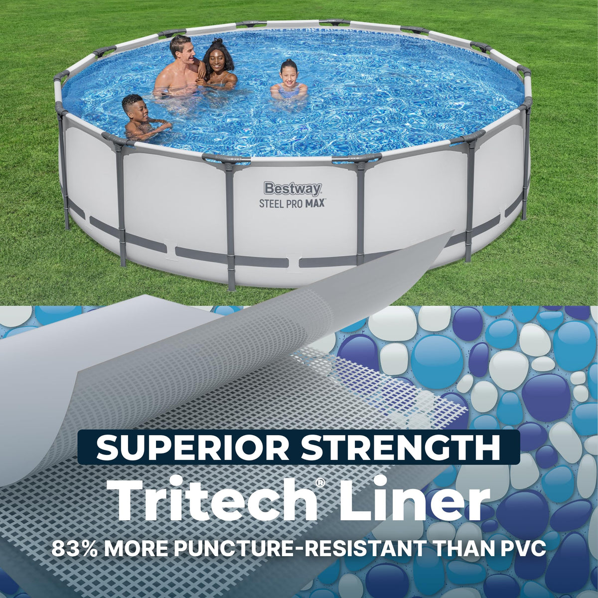 Bestway Steel Pro MAX 14 ft x 42 in Round Above Ground Pool Set – Metal Frame Swimming Pool with Filter Pump (56948E)