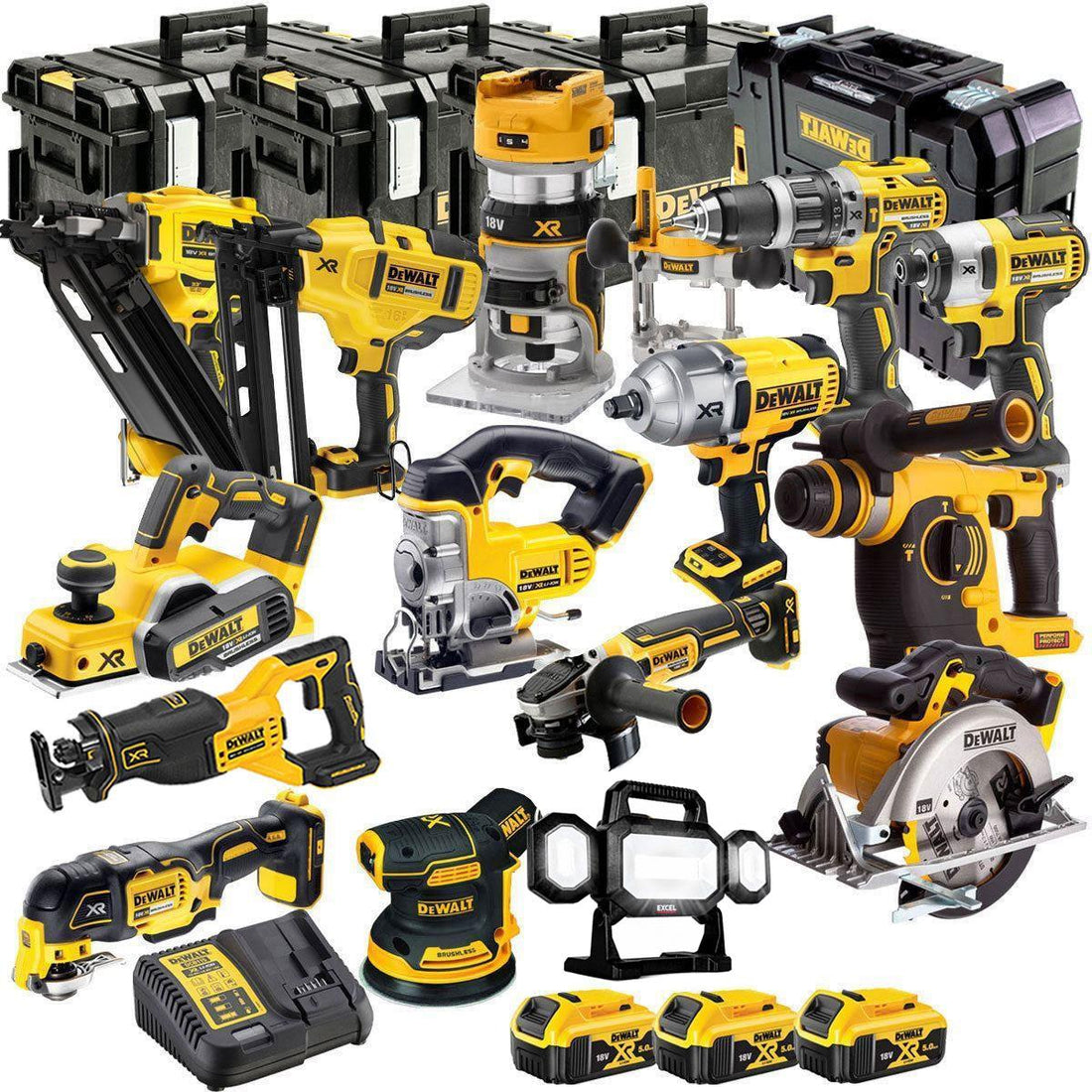 DEWALT 20V MAX XR 15 Tool Combo Kit with 3 x 5.0Ah Batteries & Charger – Brushless Cordless Tool Set (DCKT4T15B4)