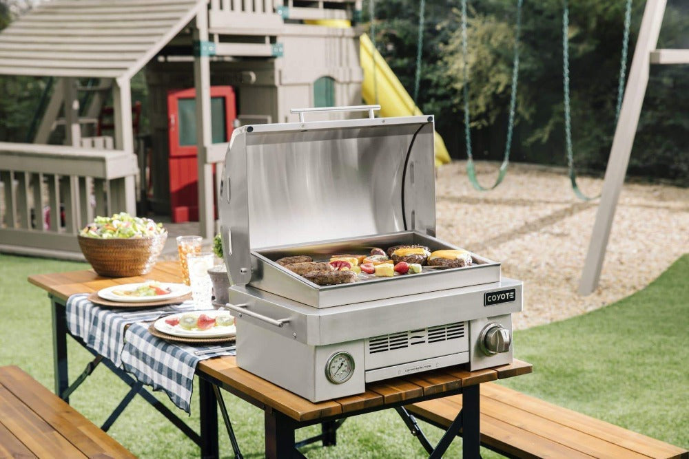 Coyote 25 in Portable Gas Grill – Stainless Steel Tabletop BBQ Grill