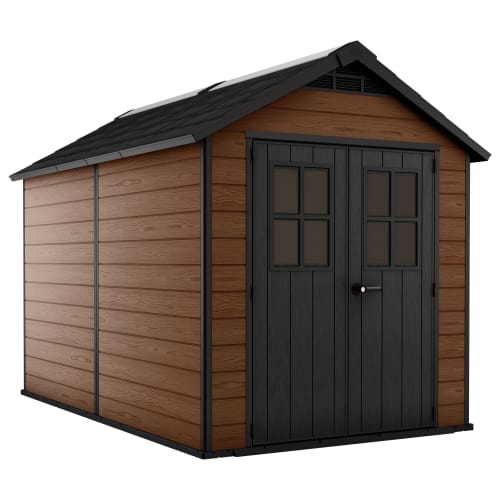 Keter Newton 7 x 11 ft Resin Storage Shed – Double Door Apex Roof Outdoor Plastic Shed
