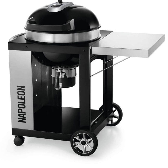 Napoleon PRO Cart 22 in Charcoal Kettle Grill – Stainless Steel Charcoal BBQ Grill with Cart
