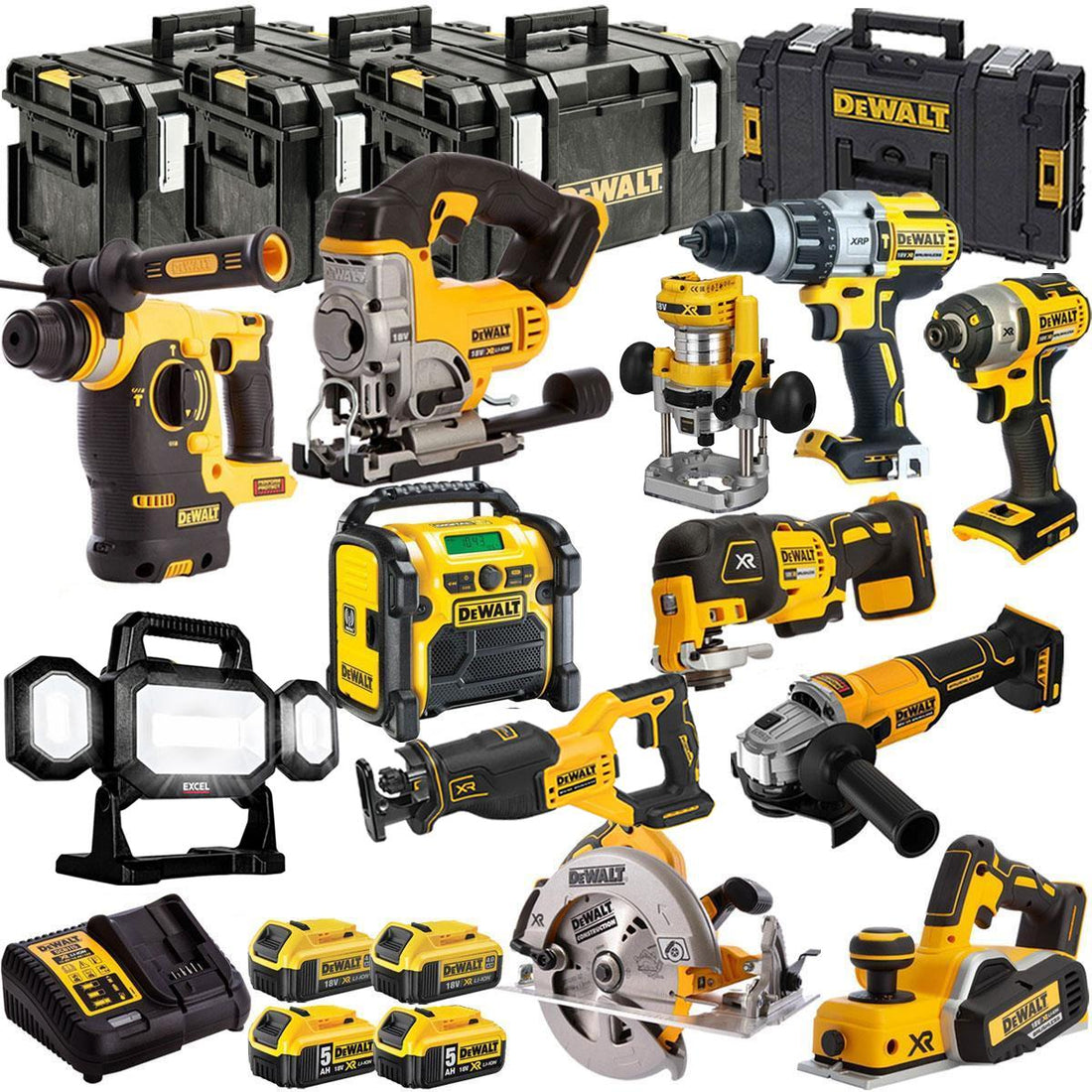 DEWALT 20V MAX XR 12 Tool Combo Kit with 4 Batteries & Charger – Cordless Power Tool Set (T4TKIT-1317)