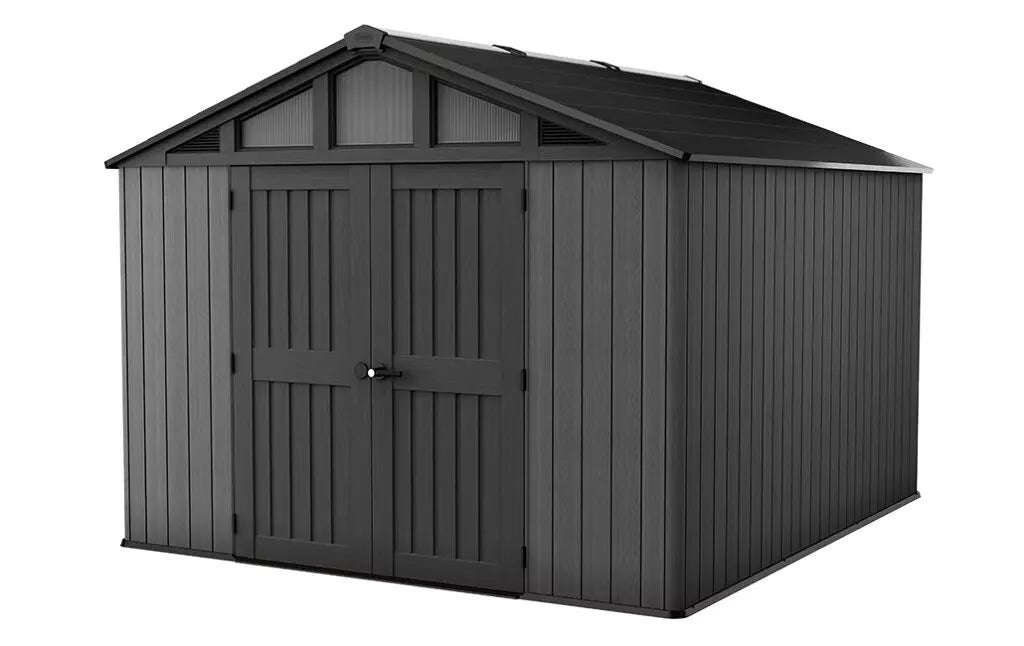 Keter Stronghold 10 x 11.5 ft Resin Storage Shed – Heavy Duty Outdoor Plastic Shed, Gray